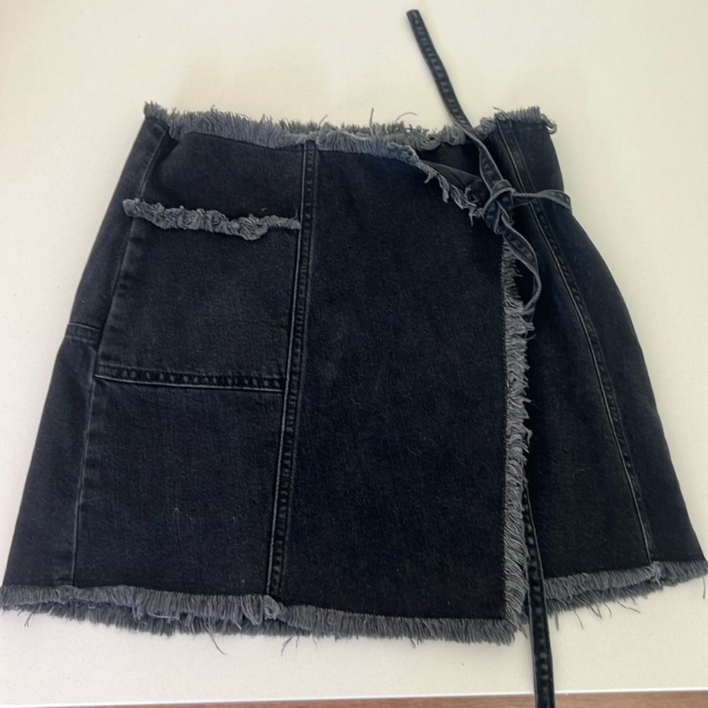 Urban Outfitters black tie denim skirt.